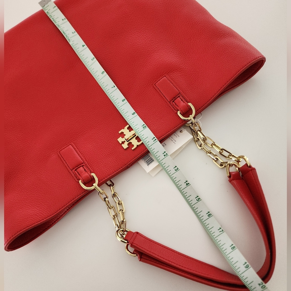 NWT Tory Burch Mercer Leather Tote In Vermillion Red - Picture 10 of 11